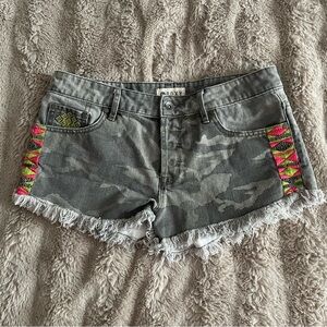 Roxy Army Green Denim Shorts